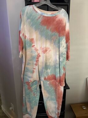 Tie-Dye Loungewear- Pastel Blue & Coral